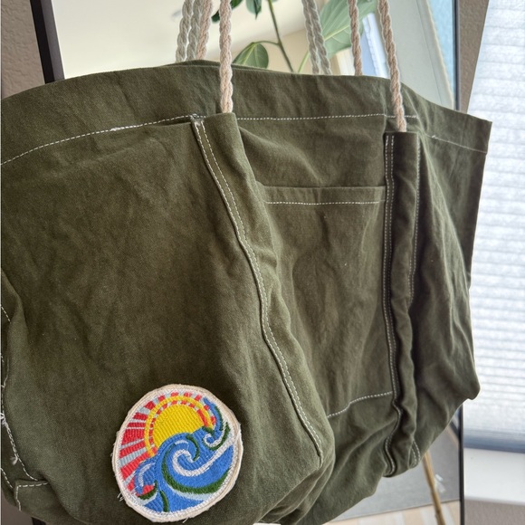 Free People Olive Green Tote Bag with Patches - Picture 11 of 11